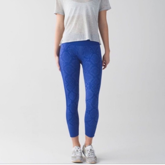 Lululemon Ebb To Street Pant Size 4 Heathered Sapphire Blue Seamless Leggings - Picture 16 of 16